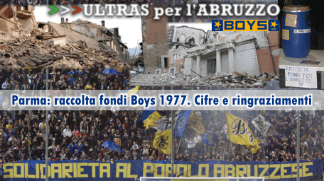 Raccolta fondi: ''Boys Parma per l'Abruzzo'' - cifre e ringraziamenti