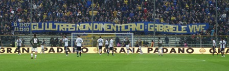 Striscione in Curva Nord: Gabriele vive