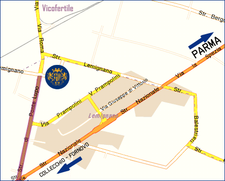 Mappa per localizzare il campo parrocchiale di Lemignano di Collecchio, dove il 26 luglio si svolger il BOYSraduno 2008