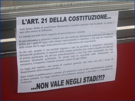 BOYS PARMA a Milano. L'articolo 21 della Costituzione ricordato alla Lega Calcio
