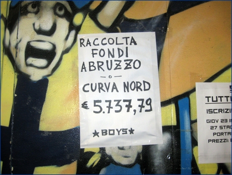 Volantino BOYS raccolta fondi in Curva Nord: € 5.737,79