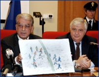 I magistrati di Catania mostrano un disegno degli scontri al Massimino del 2 febbraio 2007