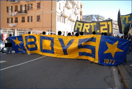 Il nostro striscione 'BOYS' al corteo blucerchiato per la libert di tifo