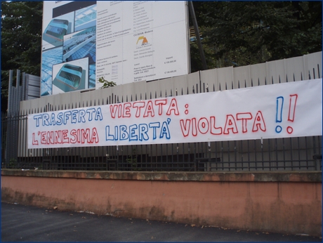 14-09-2008 Striscione Ultras Bologna: ''Trasferta vietata: l'ennesima libert violata!!''